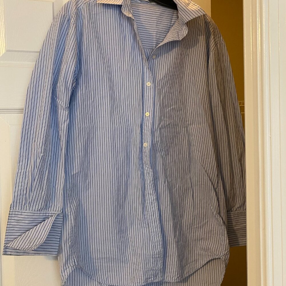 Victoria Beckham Blue & White Striped Button-Down Shirt Size 6